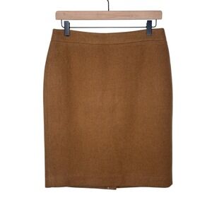 J Crew Wool Sz 4 Pencil Skirt Camel Brown Light Academia Career Classic Straight